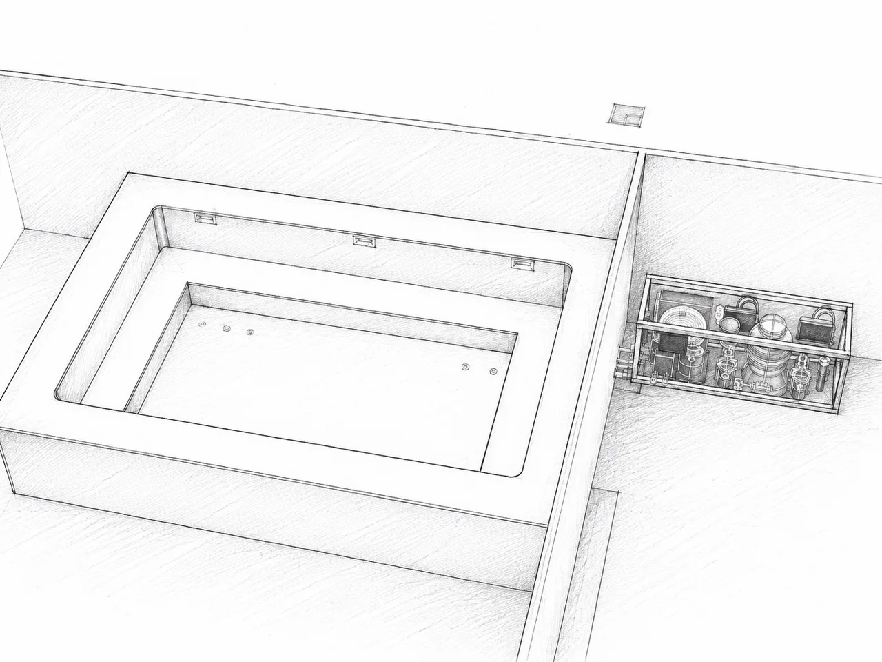 Custom Rocean basin and plant room sketch