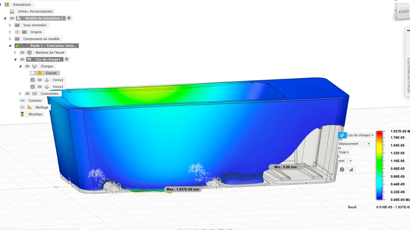 Rocean bath structure simulation showing displacement under load